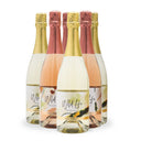 Five bottles of Wild Life Botanicals wine on a white background